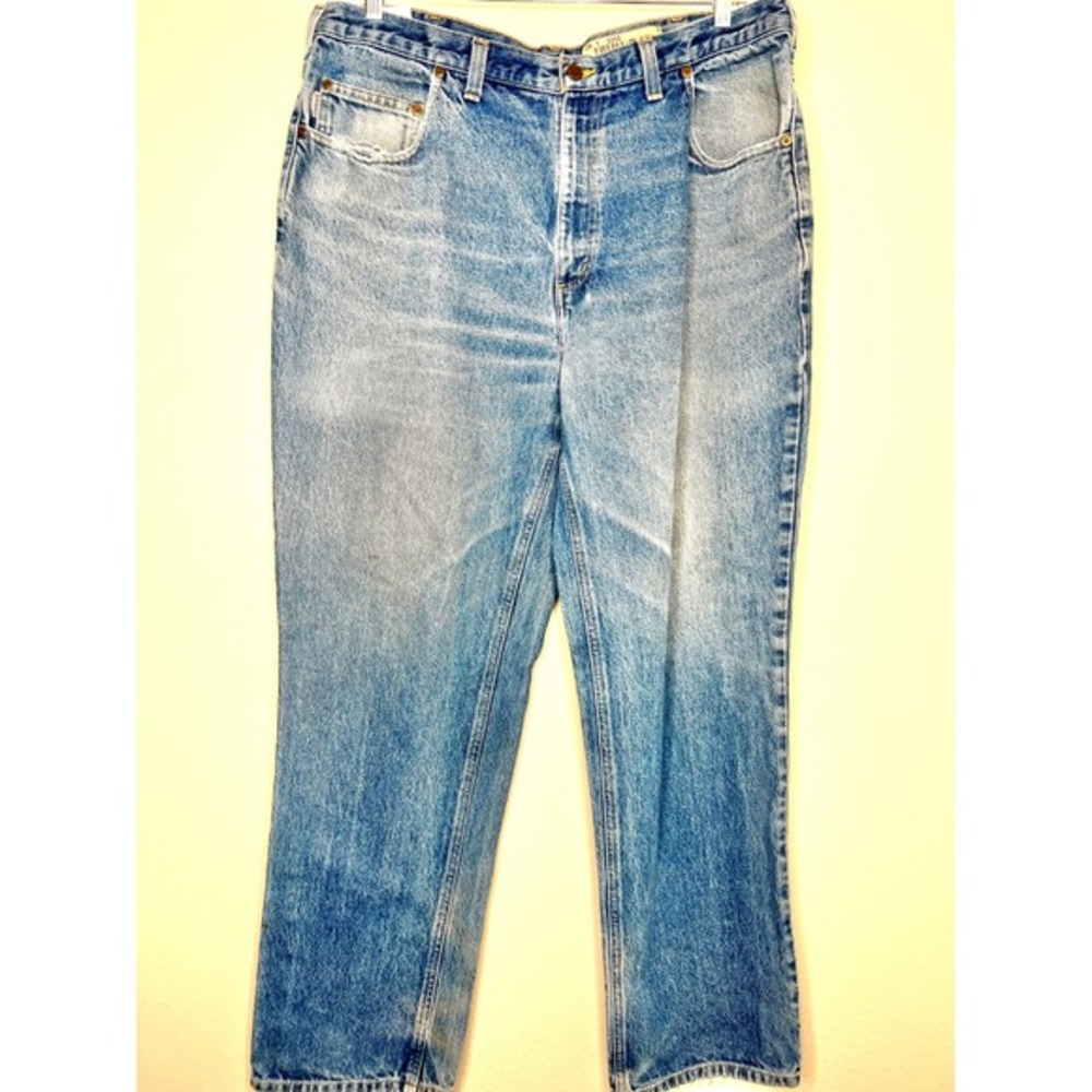 Carhartt Mens‎ Relaxed Fit Light Wash Denim Jeans Workwear Style Size 40x32